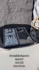 Middle Rabbit For Infinix Smart 8 Smart 7 Hot 40i Hot 40 Pro Phone Case 【Spider Man】Transparent Blade Back Shockproof Corners Slim Cover