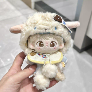 Cute Cartoon Cotton Candy Sheep Headband And Outfit Set for 10cm Doll Fabric Material Girls Style Doll Clothes And Accessories