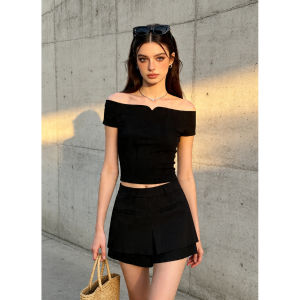 PIAOYA | Off-Shoulder Slim Fit Tshirt