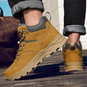 Outdoor Climbing Shoes Mens Mid-Cut Hiking Shoes Shock Resistant Non-Slip Workwear Sports Shoes Professional Wear-Resistant Mountain Shoes