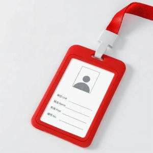 Double-sided Transparent Plastic ID Card Holder with Lanyard Colored