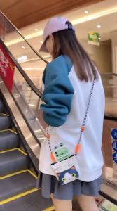 Cute Cat Cartoon PU Wallet Mobile Phone Backpack Anti-lost Rope Mini Bag