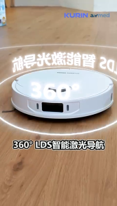 Kurin X70 Ultra All-in-One Smart Robot Vacuum with Dual-Line Laser Detection. White. Fits modern living room.