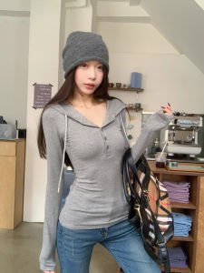 Coco Li Pure Desire Slim Fit Long Sleeve T-Shirt Womens Autumn New Waist Cinching Base Shirt Trendy Top Casual Style