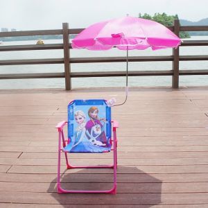 Elsa Princess Folding Chair Backrest Childrens Outdoor Seat Metal Material Nursery School Garden Small Stool Simple Modern Style