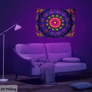 VIKAMA Mandala Kính Vạn Hoa Thảm Treo Tường Bohemian Trang Trí Nhà Cho Phòng Ngủ Phòng Khách Ký Túc Xá Thiền Vải Polyester