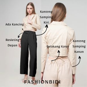 BIDI - Rita Celana Panjang Wanita Airflow Casual Motif Polos Basic Minimalis Korean Bangkok 0147