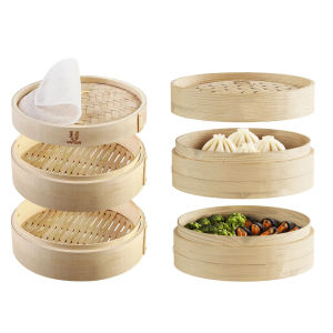 Handmade ไม้ไผ่ Steamer ตะกร้า Multi-use แบบดั้งเดิม Dumpling Steamer สําหรับติ่มซําเกี๊ยว Buns ข้าวอาหารเอเชีย