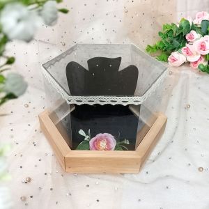 Kotak Kayu Hexagonal Tempat Cincin dan Kalung Mahar atau Seserahan Pernikahan - KCK.HEXA