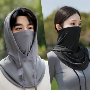 Ice Silk Sunscreen Face Mask UV Protection for Head Full Face and Neck Ultra Breathable Sunscreen Cap for Man Women