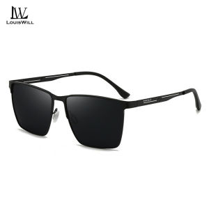 LouisWill Men’s Polarized Sunglasses Retro Driving Sunglasses Photochromic Sunglasses Square Sunglasses UV400 Clear Vision Sunglasses Cycling Riding Running Glasses for Men