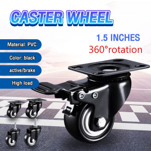 C.N. PVC Wheel Swivel Caster Wheel 1.5\" Brake Wheel Trolley Silent Wheels