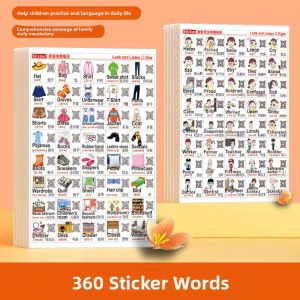 580 Stickers Childrens Oral English Stickers Family Scene English Daily Scene Stickers Word Kids Waterproof Paste