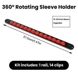 360° Swivel ABS Socket Organizer 1/4Inch 3/8Inch 1/2Inch Premium Quality Socket Clip Rail Holder Socket Organizer Tools Red&Blue