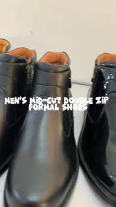 [G-SHOES] CHELSEAPOLO Men Formal Boots Police PDRM Black Shoes Mid Cut Double Zip  Size 39-45