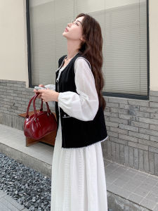 Soft Style Midi Dress Set Womens Two Piece Set in Beige Color Autumn New Arrival Casual Wear round Neck Long Sleeve Dress