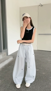 2026 Baggy Pants For Kids Girl Ice Silk Cool Loose Pants 7-15yrs Quick Dry Korean Pants For Kids Girl ootd For Kids Girl