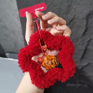 สร้อยข้อมือหัวใจรูปดาวสุดน่ารัก สายรัดโทรศัพท์มือถือ กระเป๋าใส่โทรศัพท์แบบกันการสูญหายในฤดูหนาว สายรัดข้อมือแบบยืดหยุ่นสำหรับผู้หญิง ผลิตจากเส้นใยไนลอน