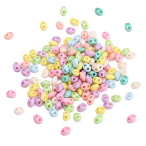 100/200pcs 6x4mm Colorful Acrylic Beads Double Hole Pig Nose Beads for Bracelets Necklace DIY Jewelry Making Craft Accessories