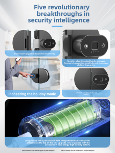 eLinkSmart | Fingerprint Password Lock for Glass Doors Office Use Frameless Shop Double Doors Smart Electronic Lock