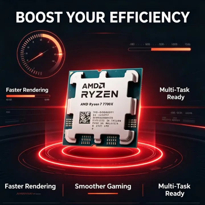 AMD | Socket AM5 Desktop Tray Processor AMD Ryzen7 7700X 8‑Core 16‑Thread 4.5GHz 5NM 32MB L3 Cache 100‑000000591 Without Cooler
