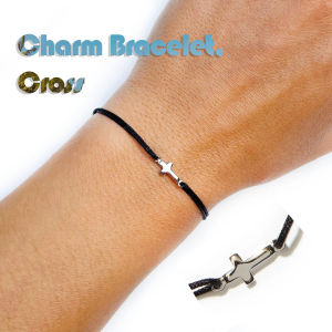 Cross Charm Bracelet Sideways Cross String Bracelet Men Women Cross Bracelet Christian Bracelet Religious Bracelets