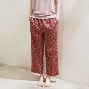 XEXZ | Pure Cotton High Waist Wide Leg Pants Casual Loose Fit Home Wear Sleepwear Comfortable Breathable Summer Floral Print Trousers