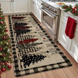 VIKAMA Buffalo Plaid Giáng Sinh Thảm Trang Trại Thảm Dài Cho Nhà Bếp Hành Lang Hành Lang Lối Vào Chống Trơn Trượt Chống Phai Màu Trang Trí Nhà Cửa