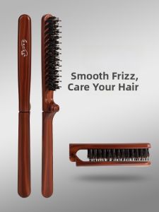 Portable Folding Boar Bristle Comb for Long Hair Static Free Travel Size Anti Frizz Hairbrush Japanese Brand VeSS Personal Care