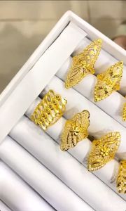 Cincin emas asli kadar 70 16k kerawang lebar elizabeth pita tikar tanpa permata 3 4 gram