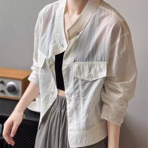 Summer New Womens Sun Protection Clothing Light Thin Ice Silk Fragrance Style Loose Personality Short Top Outerwear