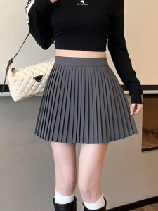 New Pleated Mini Skirt for Women – High-Waist Slim Fit A-Line Skirt with Anti-Exposure Design