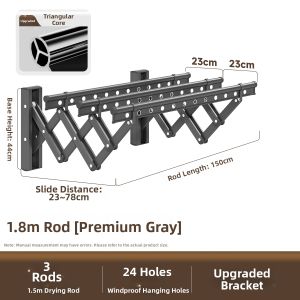 MINGZHI | Side Mount Foldable Extendable Clothes Rack