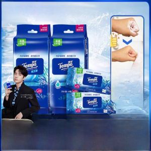 New Tempo Ultra Mini Portable Wet Toilet Paper Pure Water Stimulant Free Pack of 7 Wet Wipes Convenient Travel Size