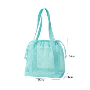 EELHOE | New Simple Breathable Mesh Drawstring Tote Bag Handbag Sturdy Base Comfortable Handles For Women Gym Swimming Beach OutingsAcc
