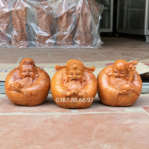 Bộ tượng tam đa phúc lộc thọ hình quả trứng gỗ hương cực đẹp