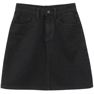 High Waist A-Line Mini Dress Skirt for Women Denim Split Style plus Size Bodycon Korean Style Cotton Polyester Blend