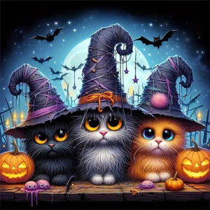 500/1024PCS Jigsaw Puzzle Cat Moon Halloween Animal Art For Adults Great Weekend Relaxation And Family Fun
