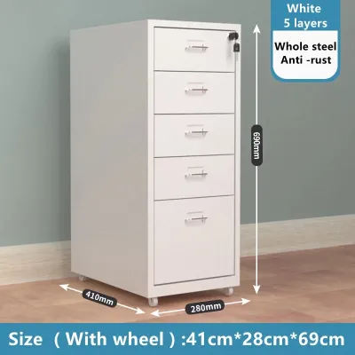Metal Drawer Steel Cabinet 3/5/6L Office File Cabinet with Lock File Cabinet Home with Wheels Mobile Heavy Duty Storage Cabinet