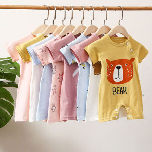 Pure Cotton Vải Bông Em Bé Suit Ngắn Tay Nhẹ Mùa Xuân Trang Phục Mùa Hè Dành Cho Bé Trai Và Bé Gái Bộ Áo Liền Quần Sơ Sinh Thoải Mái Thoáng Khí