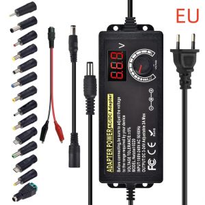 AC to DC Power Supply Adjustable Laboratory Supply Power Source 3V-24V-3A Portable Universal Adapter EU/US Plug Alligator Clip