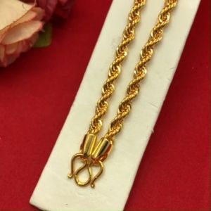 สร้อยคอทองลายเกลียวเชือกใหญ่เงา ความยาว 26 นิ้ว ชุบทอง เทียบเท่า 5 บาท ทองไมครอนเกรดพรีเมี่ยม ใส่ออกงานได้ งานสวย พร้อมส่ง