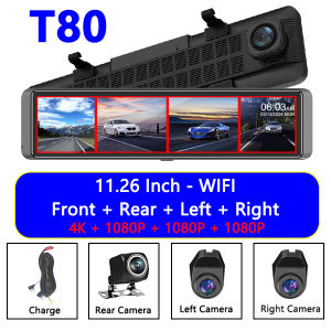 WheXune | UHD 2160P 4K DashCam Rear View Mirror 4-Channel Record 1080P ADAS BSD Car DVR WIFI APP Auto Video Recorder Camera 24H Parking