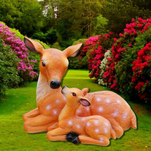 Garden Animal Deer Statues Realistic Sculpture Mothers Love Doe and Fawn Buck Stag Reindeer Outdoor Garden Yard Lawn Ornaments