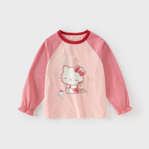 Kuromi Collaborative Long Sleeve T-Shirt for Girls Spring 2025 New Arrival Childrens Clothing Dave & Bella Brand Kids Fashion