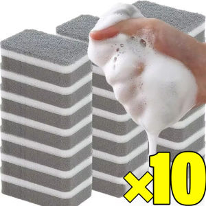 10Pcs Magic Three Layers Cleaning Sponges Reusable Pan Pot Dishwashing Scouring Pads Household Kitchen Sponge Wipes Brush Clean Tools