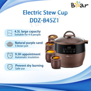 【Local Stock】Bear Purple Sand Electric Stew Cup DDZ-B45Z1 4.5L Water Separated Stewing Cup 5 Linner Pot 8 Major Functions 9.5 Hour Appointment Household Electric Stew Pot