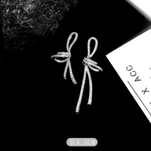 Elegant Long Tassel Butterfly Knot Drop Earrings Womens Fashion Jewelry Slimming Face Shape Sweet Style Gold Plated Gemstone