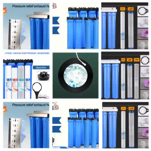 Blue 4 Stage Replacement Filters 20 Inch Deep Well Water Filter Housing Set with Filter Components