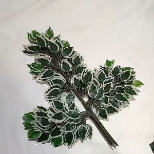 (Harga Murah) 12buah daun beringin tiruan daun buatan cabang plastik daun hijau dekorasi tanaman dalam ruangan